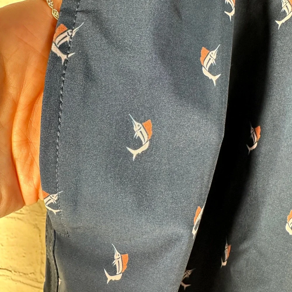 NEW Bonobos Mens Marlin Print Swim Shorts Dark Blue 7 Inch Inseam XXL Swimwear